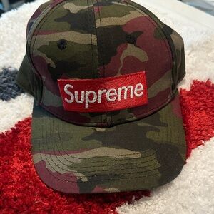 Supreme Woodland Camo Hat with Red Logo